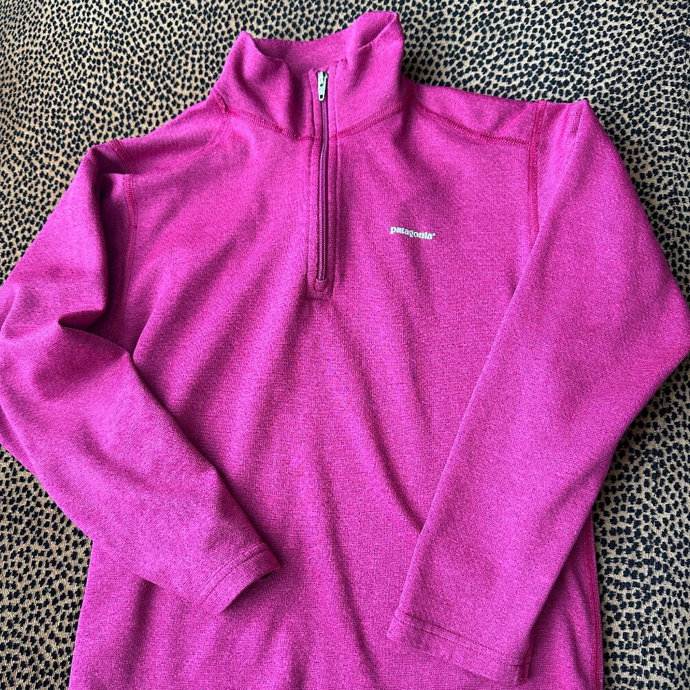 Girls Patagonia Small (8)  Zip Neck Base Layer - Magenta Pink - EUC